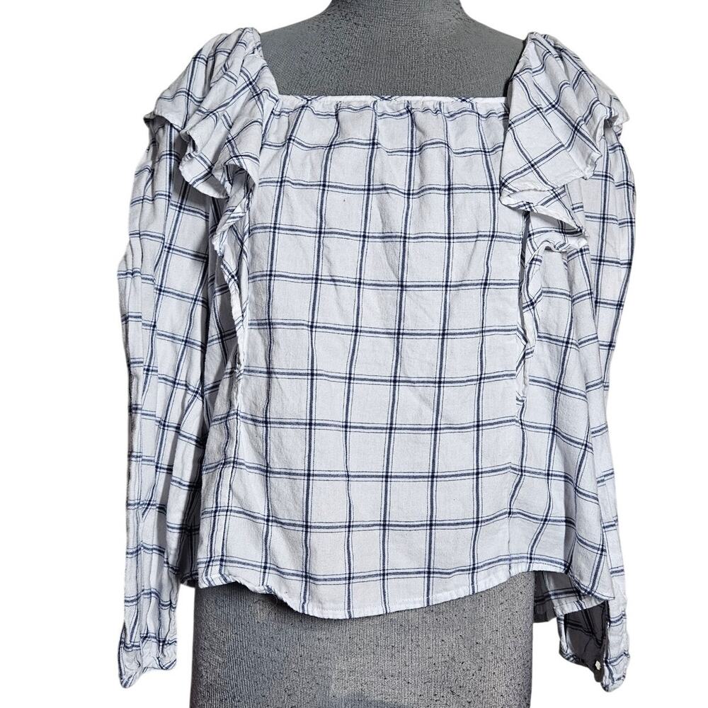J Crew Cotton Ruffle Blouse Size XL